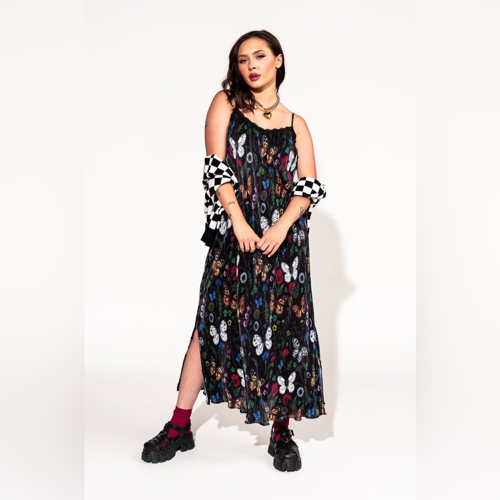 LaLa butterfly plisse dress BNWT